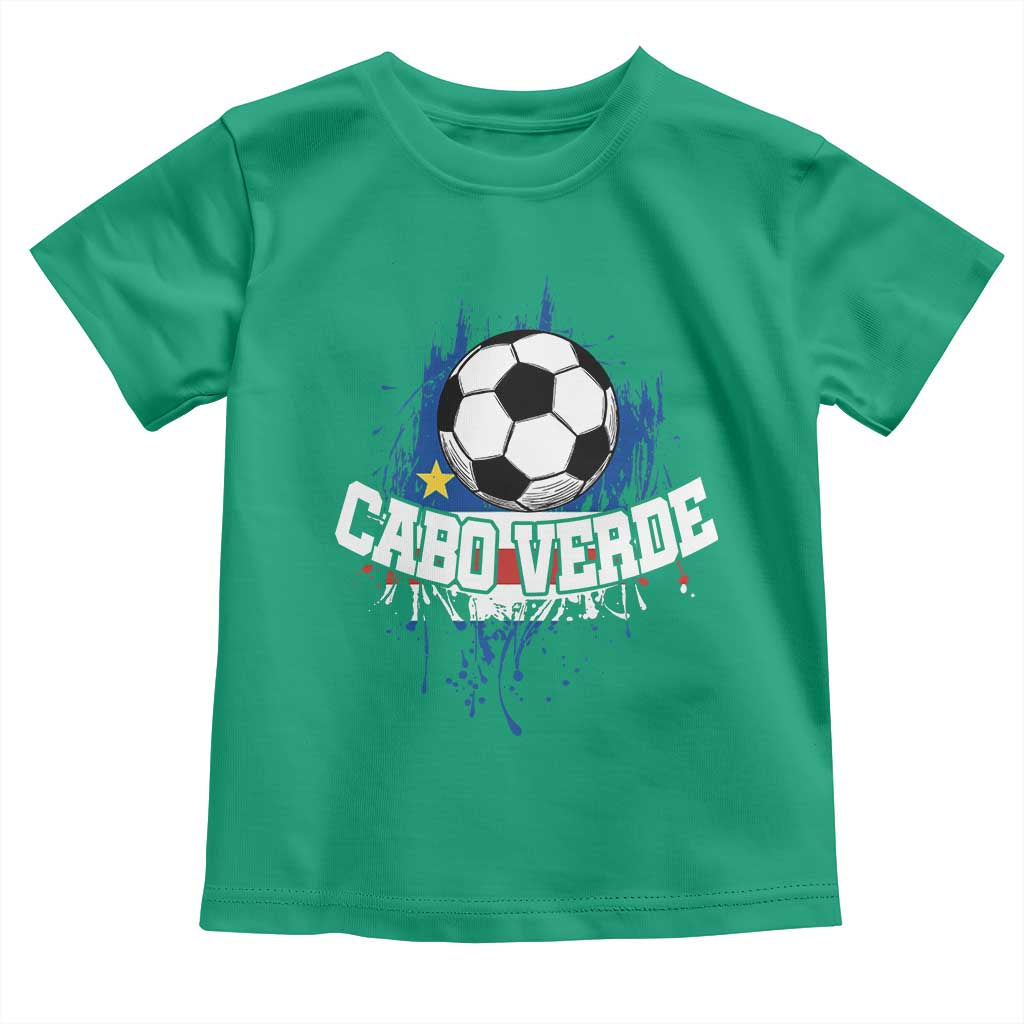 Cabo Verde Flag Football Graphic Toddler T Shirt Cape Verde Soccer Fans Artistic Pride