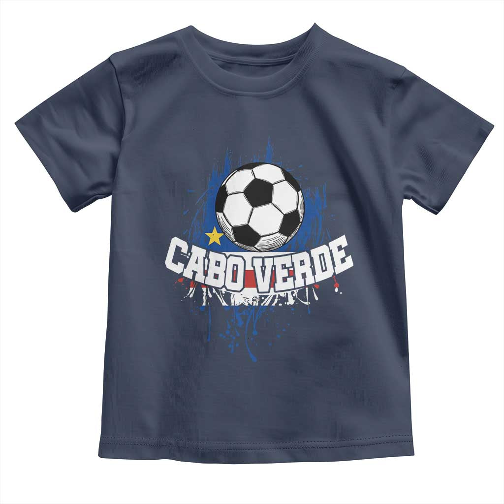 Cabo Verde Flag Football Graphic Toddler T Shirt Cape Verde Soccer Fans Artistic Pride