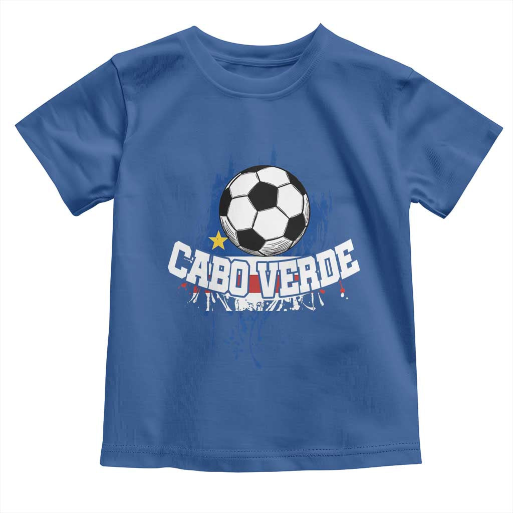 Cabo Verde Flag Football Graphic Toddler T Shirt Cape Verde Soccer Fans Artistic Pride