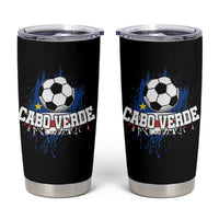 Cabo Verde Flag Football Graphic Tumbler Cup Cape Verde Soccer Fans Artistic Pride