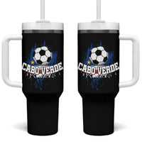 Cabo Verde Flag Football Graphic Tumbler With Handle Cape Verde Soccer Fans Artistic Pride