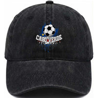 Cabo Verde Flag Football Graphic Washed Cotton Baseball Cap Cape Verde Soccer Fans Artistic Pride