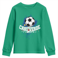 Cabo Verde Flag Football Graphic Youth Sweatshirt Cape Verde Soccer Fans Artistic Pride