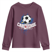 Cabo Verde Flag Football Graphic Youth Sweatshirt Cape Verde Soccer Fans Artistic Pride