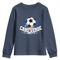 Cabo Verde Flag Football Graphic Youth Sweatshirt Cape Verde Soccer Fans Artistic Pride
