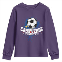 Cabo Verde Flag Football Graphic Youth Sweatshirt Cape Verde Soccer Fans Artistic Pride