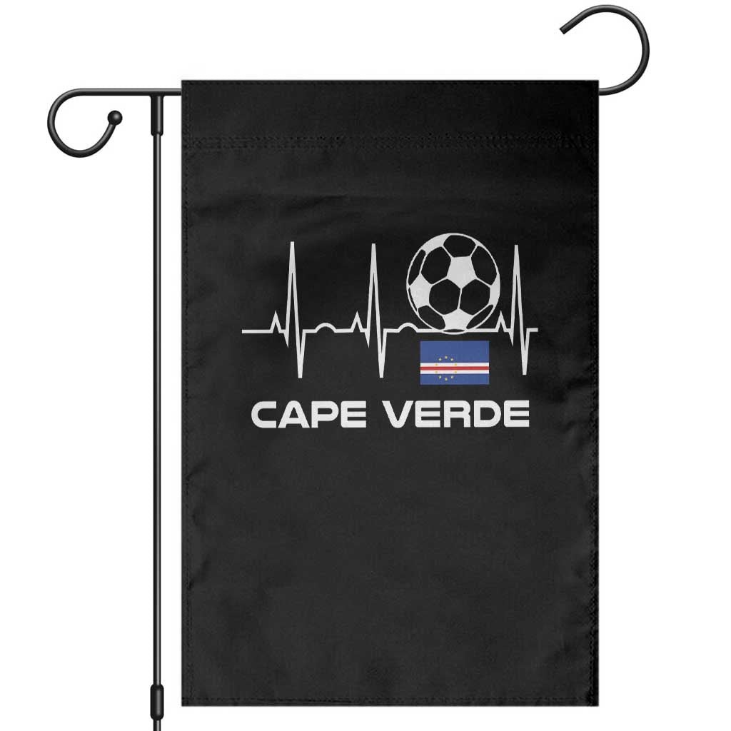 Cape Verde Soccer Heartbeat EKG Pulse Graphic Garden Flag Cabo Verde Football Fans Pride