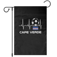 Cape Verde Soccer Heartbeat EKG Pulse Graphic Garden Flag Cabo Verde Football Fans Pride