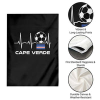 Cape Verde Soccer Heartbeat EKG Pulse Graphic Garden Flag Cabo Verde Football Fans Pride
