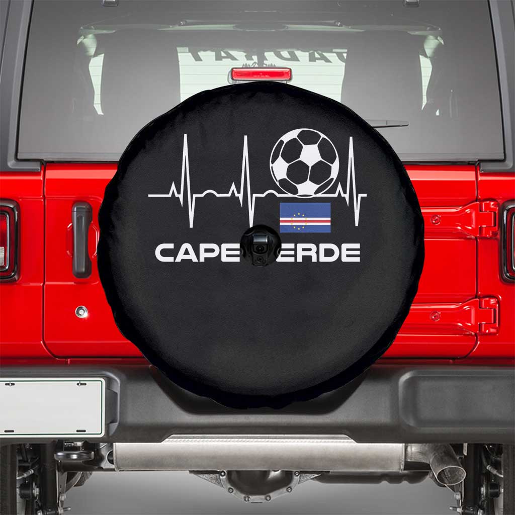 Cape Verde Soccer Heartbeat EKG Pulse Graphic Spare Tire Cover Cabo Verde Football Fans Pride