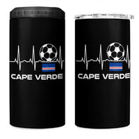 Cape Verde Soccer Heartbeat EKG Pulse Graphic 4 in 1 Can Cooler Tumbler Cabo Verde Football Fans Pride
