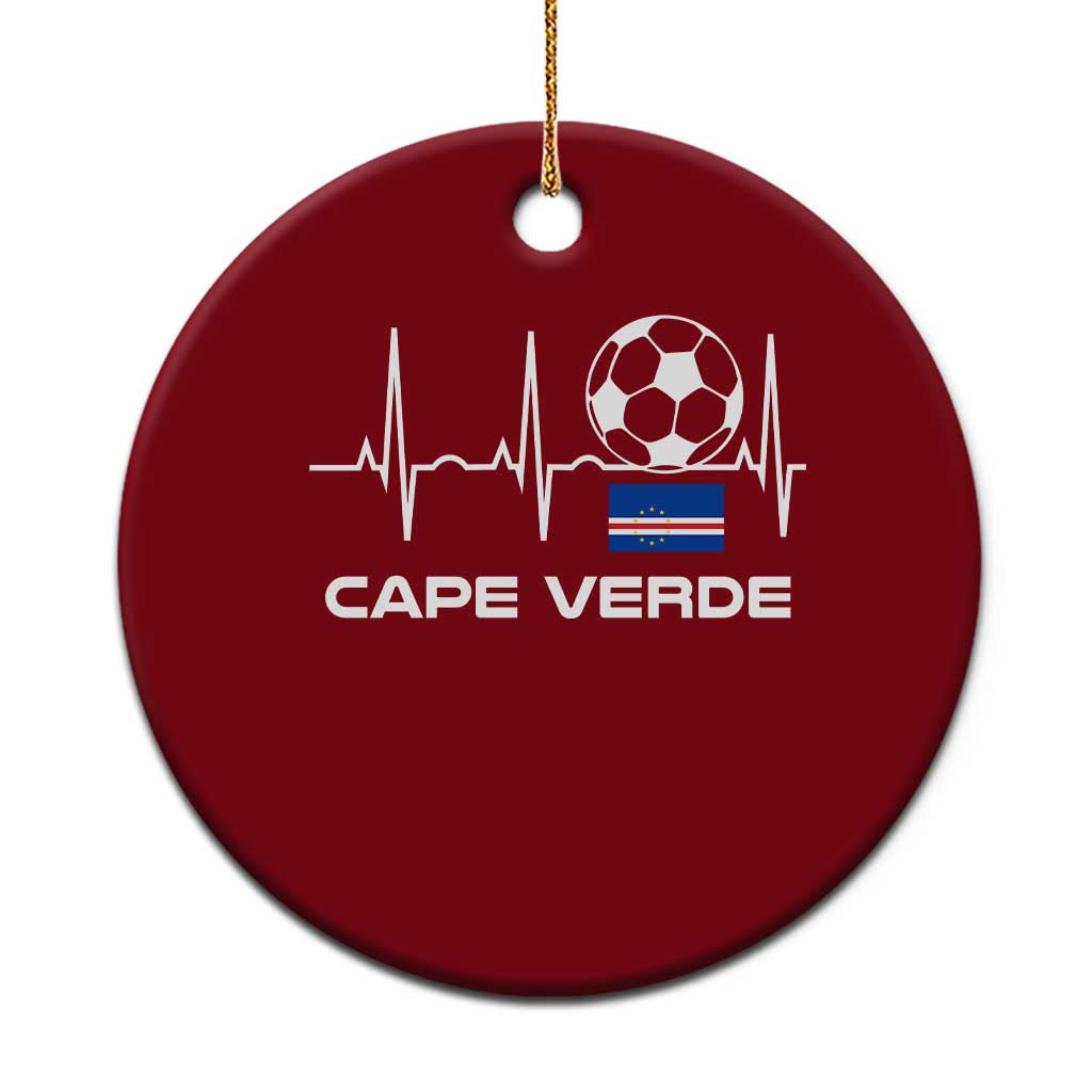 Cape Verde Soccer Heartbeat EKG Pulse Graphic Ceramic Ornament Cabo Verde Football Fans Pride