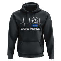 Cape Verde Soccer Heartbeat EKG Pulse Graphic Hoodie Cabo Verde Football Fans Pride