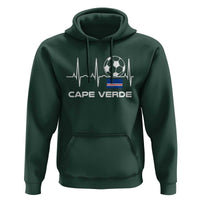 Cape Verde Soccer Heartbeat EKG Pulse Graphic Hoodie Cabo Verde Football Fans Pride