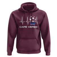 Cape Verde Soccer Heartbeat EKG Pulse Graphic Hoodie Cabo Verde Football Fans Pride