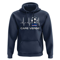 Cape Verde Soccer Heartbeat EKG Pulse Graphic Hoodie Cabo Verde Football Fans Pride