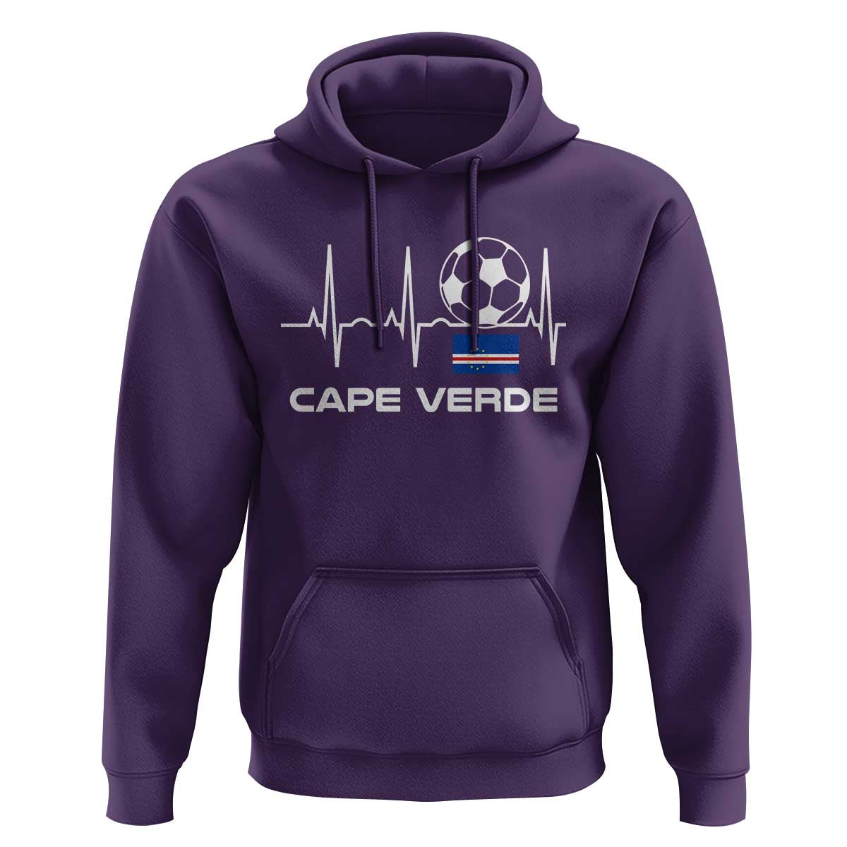 Cape Verde Soccer Heartbeat EKG Pulse Graphic Hoodie Cabo Verde Football Fans Pride