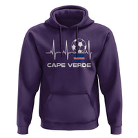 Cape Verde Soccer Heartbeat EKG Pulse Graphic Hoodie Cabo Verde Football Fans Pride