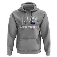 Cape Verde Soccer Heartbeat EKG Pulse Graphic Hoodie Cabo Verde Football Fans Pride