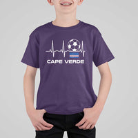 Cape Verde Soccer Heartbeat EKG Pulse Graphic T Shirt For Kid Cabo Verde Football Fans Pride