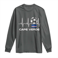 Cape Verde Soccer Heartbeat EKG Pulse Graphic Long Sleeve Shirt Cabo Verde Football Fans Pride