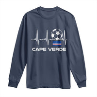 Cape Verde Soccer Heartbeat EKG Pulse Graphic Long Sleeve Shirt Cabo Verde Football Fans Pride