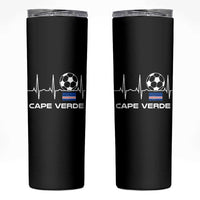 Cape Verde Soccer Heartbeat EKG Pulse Graphic Skinny Tumbler Cabo Verde Football Fans Pride