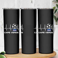 Cape Verde Soccer Heartbeat EKG Pulse Graphic Skinny Tumbler Cabo Verde Football Fans Pride
