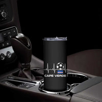 Cape Verde Soccer Heartbeat EKG Pulse Graphic Skinny Tumbler Cabo Verde Football Fans Pride