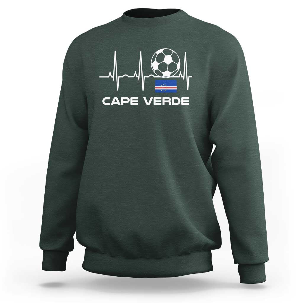 Cape Verde Soccer Heartbeat EKG Pulse Graphic Sweatshirt Cabo Verde Football Fans Pride