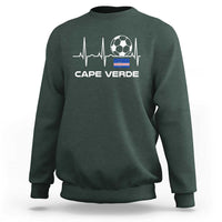 Cape Verde Soccer Heartbeat EKG Pulse Graphic Sweatshirt Cabo Verde Football Fans Pride