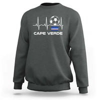 Cape Verde Soccer Heartbeat EKG Pulse Graphic Sweatshirt Cabo Verde Football Fans Pride