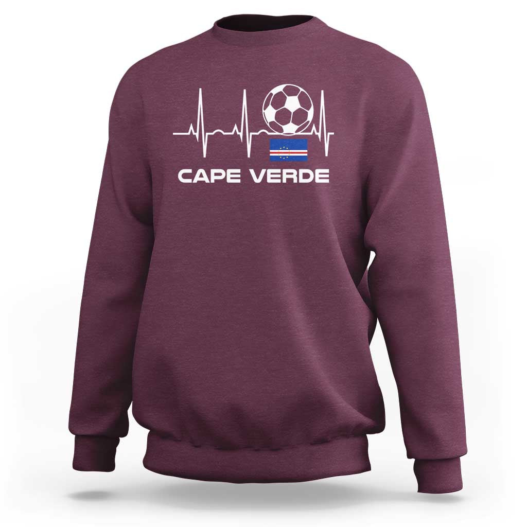 Cape Verde Soccer Heartbeat EKG Pulse Graphic Sweatshirt Cabo Verde Football Fans Pride
