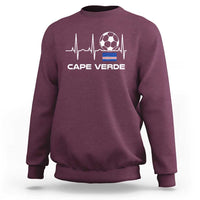 Cape Verde Soccer Heartbeat EKG Pulse Graphic Sweatshirt Cabo Verde Football Fans Pride