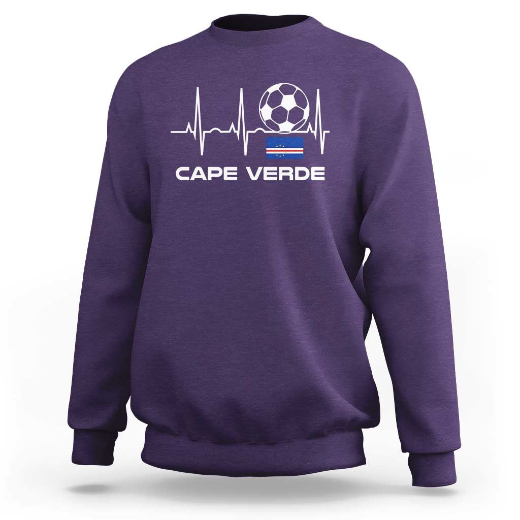 Cape Verde Soccer Heartbeat EKG Pulse Graphic Sweatshirt Cabo Verde Football Fans Pride