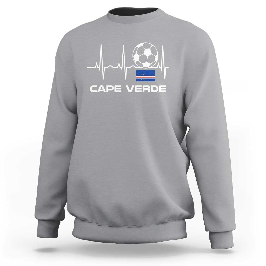 Cape Verde Soccer Heartbeat EKG Pulse Graphic Sweatshirt Cabo Verde Football Fans Pride