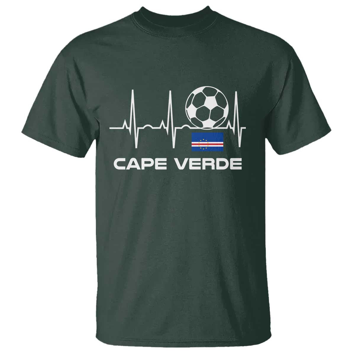 Cape Verde Soccer Heartbeat EKG Pulse Graphic T Shirt Cabo Verde Football Fans Pride