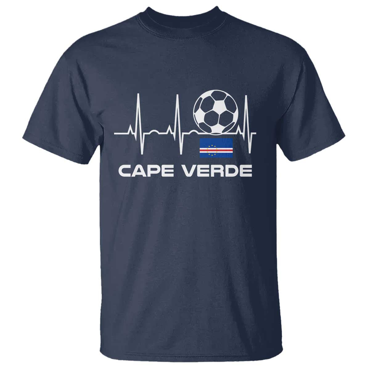 Cape Verde Soccer Heartbeat EKG Pulse Graphic T Shirt Cabo Verde Football Fans Pride