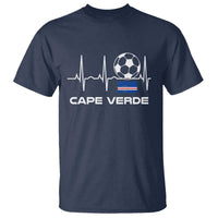 Cape Verde Soccer Heartbeat EKG Pulse Graphic T Shirt Cabo Verde Football Fans Pride