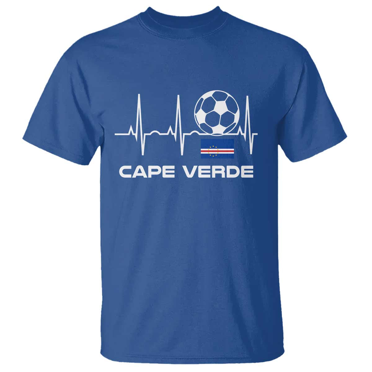 Cape Verde Soccer Heartbeat EKG Pulse Graphic T Shirt Cabo Verde Football Fans Pride