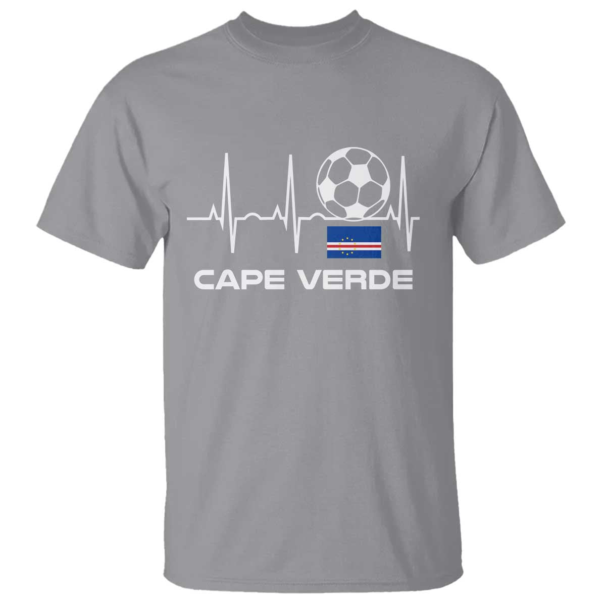 Cape Verde Soccer Heartbeat EKG Pulse Graphic T Shirt Cabo Verde Football Fans Pride