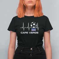 Cape Verde Soccer Heartbeat EKG Pulse Graphic T Shirt For Women Cabo Verde Football Fans Pride