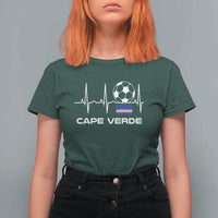 Cape Verde Soccer Heartbeat EKG Pulse Graphic T Shirt For Women Cabo Verde Football Fans Pride