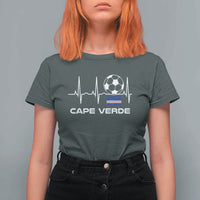 Cape Verde Soccer Heartbeat EKG Pulse Graphic T Shirt For Women Cabo Verde Football Fans Pride