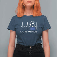 Cape Verde Soccer Heartbeat EKG Pulse Graphic T Shirt For Women Cabo Verde Football Fans Pride