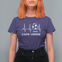Cape Verde Soccer Heartbeat EKG Pulse Graphic T Shirt For Women Cabo Verde Football Fans Pride