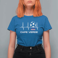Cape Verde Soccer Heartbeat EKG Pulse Graphic T Shirt For Women Cabo Verde Football Fans Pride
