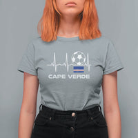 Cape Verde Soccer Heartbeat EKG Pulse Graphic T Shirt For Women Cabo Verde Football Fans Pride