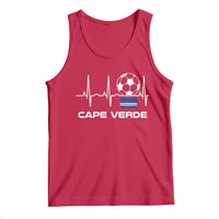 Cape Verde Soccer Heartbeat EKG Pulse Graphic Tank Top Cabo Verde Football Fans Pride