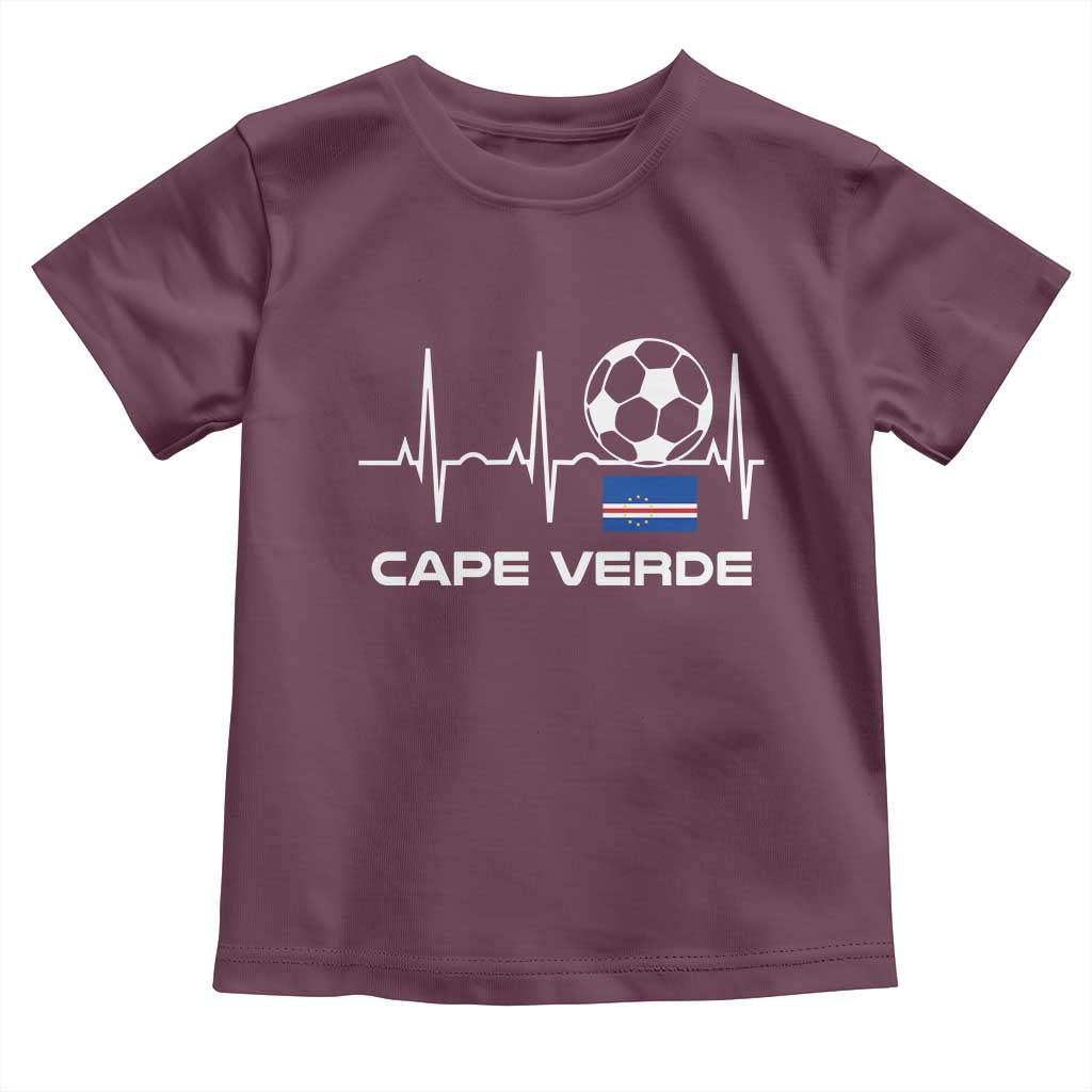Cape Verde Soccer Heartbeat EKG Pulse Graphic Toddler T Shirt Cabo Verde Football Fans Pride
